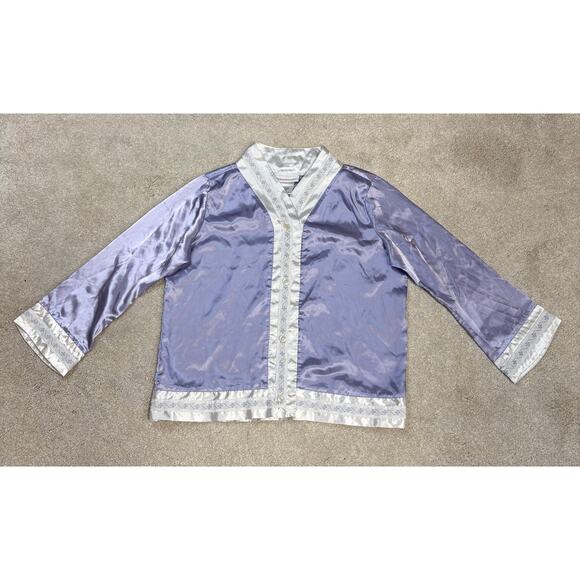 American Girl Nellie's Satin Pajama Top Purple White Size M - Picture 1 of 4